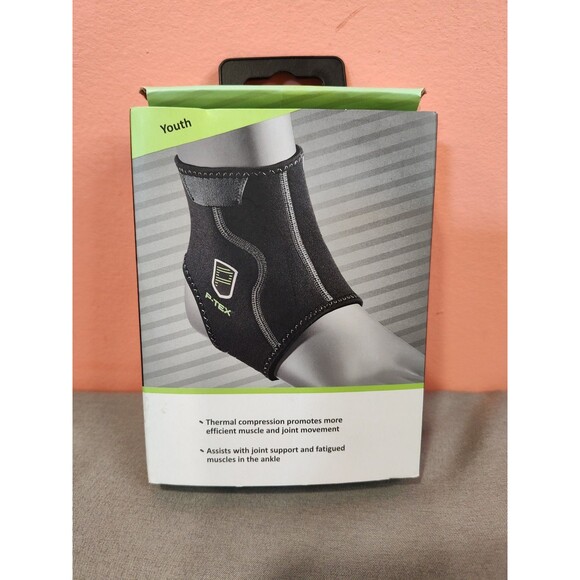 P-Tex Youth Compression Ankle Sleeve Black - Picture 1 of 3